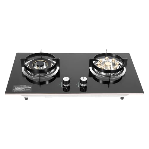 ARPITUYN Countertop Gas Stove, 2 Burners Countertop/Recessed Tempered Glass Gas Cooktop Stove Top, Electronic Pulse Ignition, Tempered Glass Burners Stove, Built-In Gas Stove for Kitchen, Apartments
