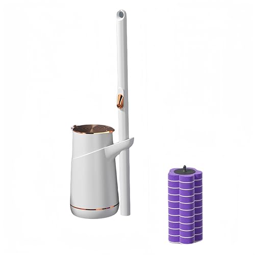 Toilet Brush and Holder Set, Disposable Toilet Cleaner Brush Set with 10 Toilet Brush Refills, Sup-Absorbent Bathroom Toilet Bowl Brush and Holder,Cleaning Household (Lavender)