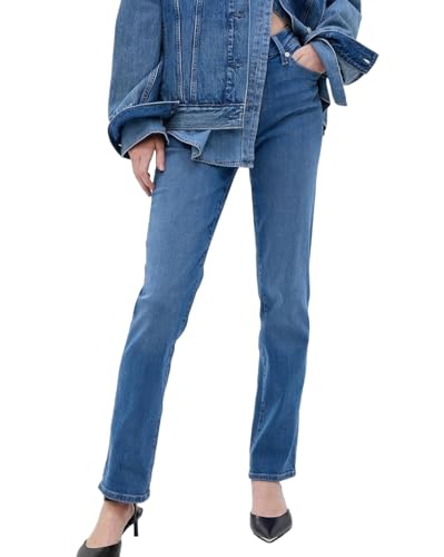 Image of Gap Women Straight Fit Mid Rise Mid Washed Jeans