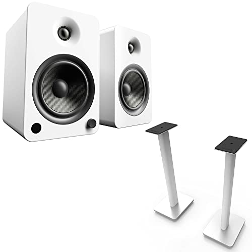 Kanto YU6MW YU6 White Powered Bluetooth Bookshelf Speaker System w/ SP26PLW 26