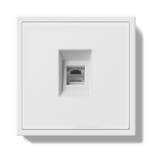BSEED Enchufe Pared de Toma de Teléfono, Enchufe Empotrable de PC con Garfio, Enchufes Blanco 1 Gang 80 * 80mm
