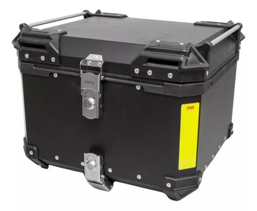 Bau Bauleto 55 Litros da marca ATROX Alumínio Traseiro Moto Com Base Forro Couro Universal