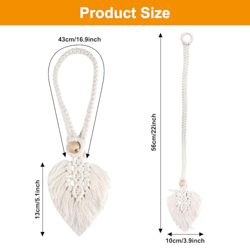 2 Stück Boho Vorhang Raffhalter, Weiß Gewebte Vorhangseil, Blätter Baumwolle Gardinenhalter, Boho Vorhanghalter, Handgestrickt Gardinenhalter, für Dekoration von Wohnzimmer, Büro und Schlafzimmer