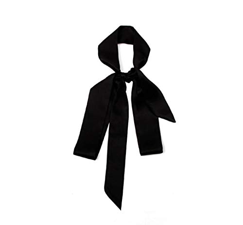 1PCS Black Long 200cm/2.18 Yards Multifunction Women Thin Chiffon Long Tie Scarf -Silk Scarves Bag Band Belt Neckerchief for Spring Summer
