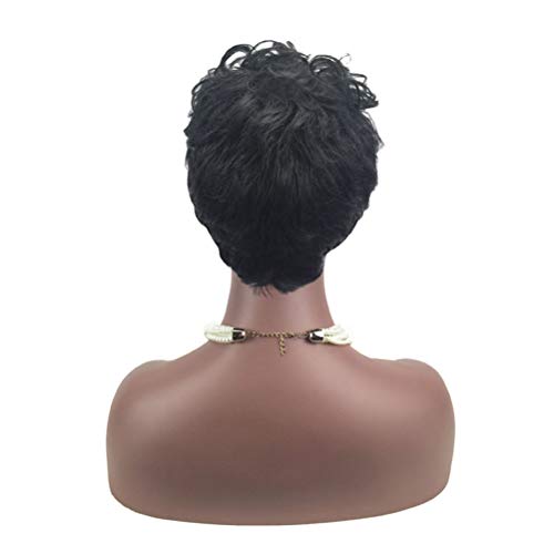 Lurrose Peruca feminina de cabelo encaracolado curto com aparência natural, capa de rede elástica re