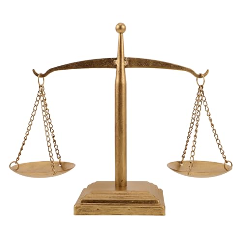 MAGICLULU Balance de Justice Décorative Sculpture Classique Vintage Doré, Porte-Bougie Élégant pour Bureau D'avocat pour Espace de Travail Légal