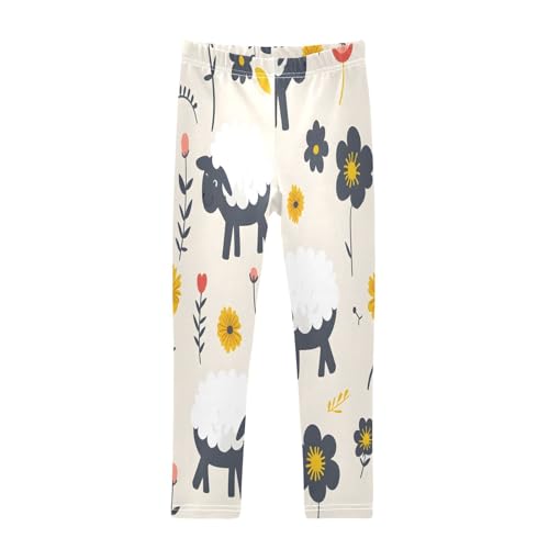 Bolaz Toddler Girls Leggings Printed Yoga Pants Leggings Sheep and Flower for Kids