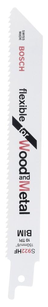 Bosch Powertool Accessories 2608656016 S 922 Hf Flexible For Wood & Metal Blade 150Mm 10 Tpi (Pack 5)