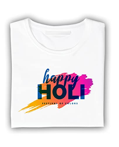 Image of Decor Production Men's /Women's Regular Fit -Colourful - Holi Tshirt Shirt for Men /Women Printed Round Neck Tshirt || Mens /Womens Tshirts Polycotton Half Sleeve