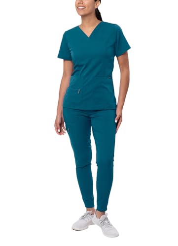 Adar Pro Scrubs Set for Women - Stretch Elevated V-Neck...