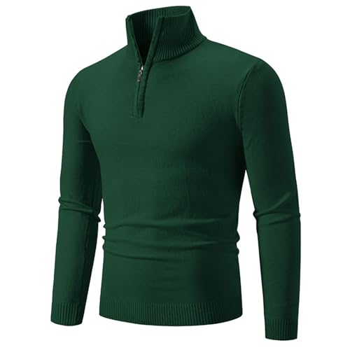 NATHGAM Men's Quarter Zip Up Sweaters Slim Fit Lightweight Mock Neck Ribbed Pullover Casual Long Sleeve Stand Collar Knitwear
