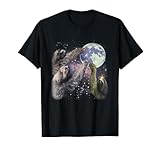 Vintage 3 Sloths Howling At The Moons Animal Adorable T-Shirt