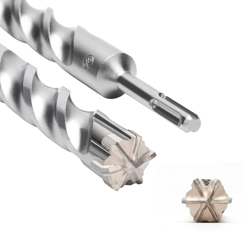SDS Plus Bohrer 28mm x 460mm mit 6-Hartmetall Schneiden, Betonbohrer Ideal zum Bohren in Stein,Naturstein,Beton,Ziegelmauerbetonbohrer SDS Plus Bohrer 28mm x 460mm mit 6-Hartmetall Schneiden, Betonbohrer Ideal zum Bohren in Stein,Naturstein,Beton,Ziegelmauerbetonbohrer