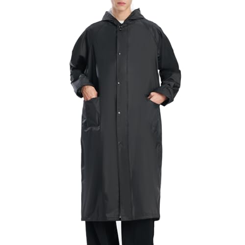 Image of Waterproof Long Rain jacket Lightweight Hooded Raincoat with Reflective Strip Safety Raincoat for Men Women Adult