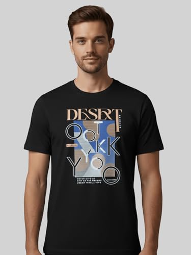 Image of Dollar Club Men's Cotton Round Neck Printed T-Shirt Black