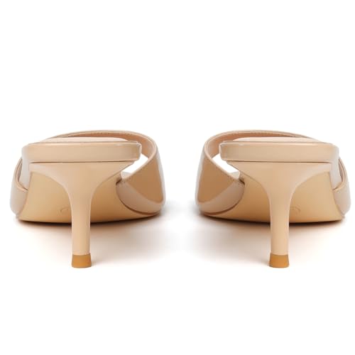 Image of Mostrin Kitten Heels for Women Pointed Toe Vintage Mules Heels Sexy Slip on Stiletto Backless Sandals for Party Wedding Daily