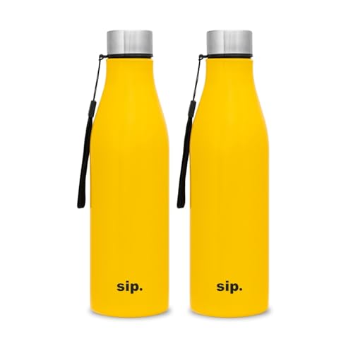 Image of Clay Craft VACBOTT Bingo Single Walled Non Insulated Water Bottle-1200ML, 2-Piece(Yellow) Leak Proof | Easy Grip |Easy To Carry| Gym Bottle | Home | Kitchen | Hiking | Treking Bottle | Travel Bottle