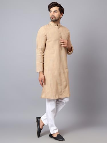 Image of LATEST CHIKAN Men's Cotton Long Kurta Full Sleeves - Casual Ethnic Wear
