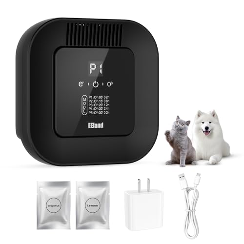 EEland Cat Litter Deodorizer – 99% Odor Removal, Ozone Air Purifier for Pets, Strong Odor Eliminator for Litter Box, Toilet, Closet, Cabinet, Shoe, Garage (Black)