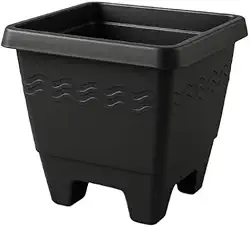 Kit de 6 Vasos Quadrados Tamanho M Preto 6,5L - Plástico Resistente para Horta, Jardim e Casa, Ideal para Plantas, Flores e Mudas