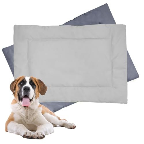 Downtown Pet Supply - Dog Crate Mat - Waterproof Dog Bed or Cat Bed - Two-Tone Ripstop Nylon Fabric Nap Mat - Durable Indoor or Outdoor Dog Bed - Light/Dark Grey - 42 x 27 in - Extra Large Dog Bed