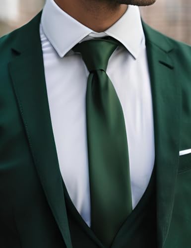 Image of YourTies Zipper Tie for Men Adjustable Pre-tied Satin Neckties and Pocket Square Set Solid Color Business Formal Wedding