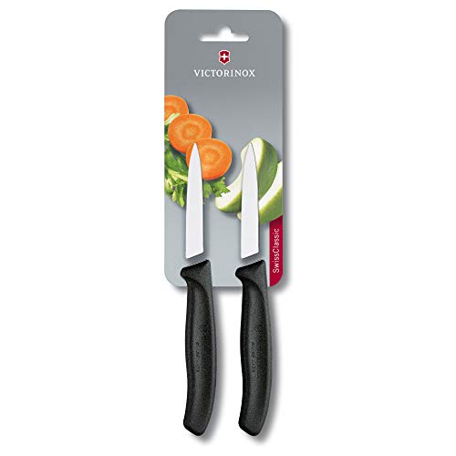 Victorinox , 6.7603.B, Swiss Classic, 2-delige groentemessenset, extra scherp lemmet, recht gesneden, 8 cm, stevige kunststof handgreep, zwart, gemaakt in Zwitserland, vaatwasmachinebestendig - Image 3