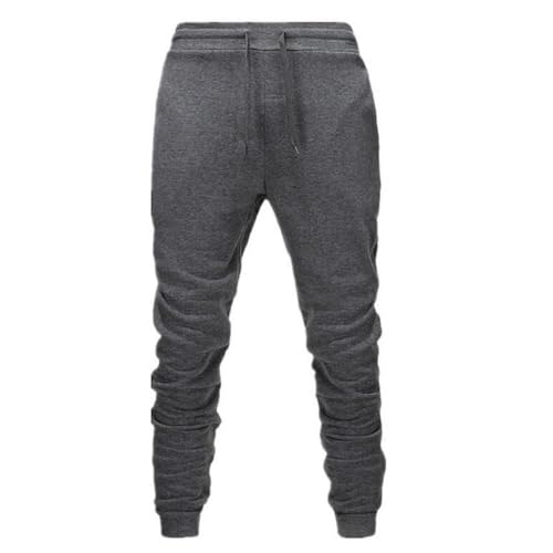 Cicilin Pantalones deportivos para hombre con bolsillos, pantalones deportivos casuales cónicos para entrenamiento, correr, gimnasio, Gris oscuro, Small