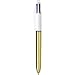BIC – 1 bolígrafo de 4 colores, dorado, Cuerpo: Blanco/dorado, Tinta: 4...
