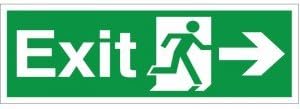 Exit Arrow Right Sign 300mm x 100mm - Self Adhesive (EX.40E-SA)