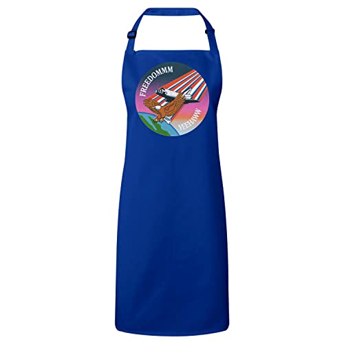 Tablier cuisine bleu original motif parodie vintage Texas Nasa Etats Unis