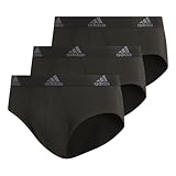 adidas Men's Performance Stretch Cotton Brief Underwear (3-Pack) Designed for Active Comfort and All Day wear, Black/Onix Grey, Large
