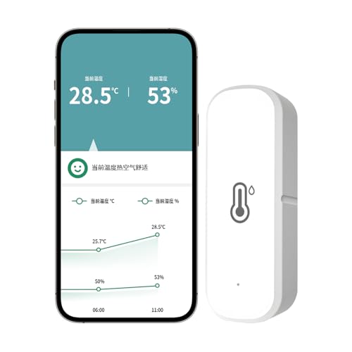 WiFi Hygrometer Thermometer Sensor, Indoor Outdoor Temperature Humidity Monitor with Remote App Notification Alarm