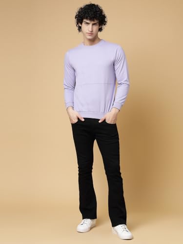 Image of Rigo Terry Solid Printed Winter Wear Sweatshirt for Men | Round Neck Sweatshirt for Men | Full Sleeves Sweatshirt for Men