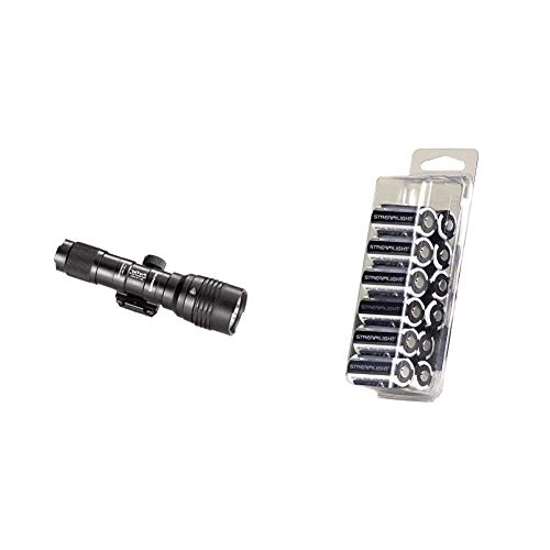 Streamlight 88066 ProTac Rail Mount HL-X Fixed Mount Ten Tap, 1,000 Lumens, Black & 85177 CR123A Lithium Batteries, 12-Pack