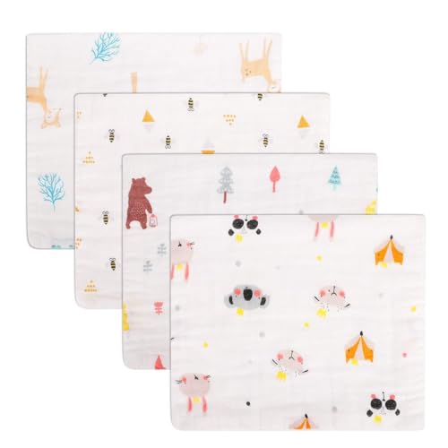 Image of Accmor 4 Pack Muslin Burp Cloths 100% Cotton 20''x10'' Large Extra Soft and Absorbent Baby Burping Cloth for Boys Girls