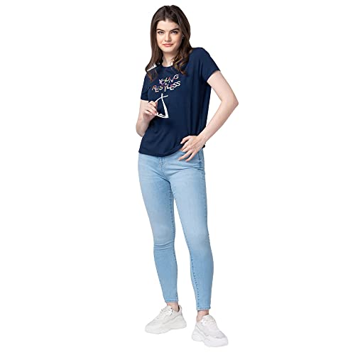 Image of Spykar Printed Blended Round Neck Women's Regular Fit Top