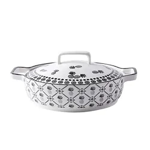 Huangj-0527 ベーキングパン クリエイティブベーキングトレイ 蓋付き セラミック ダブルイヤー ベーキングパン 焼き飯 食器セット キッチン 耐熱皿 ケーキ型 耐熱皿セット (C)