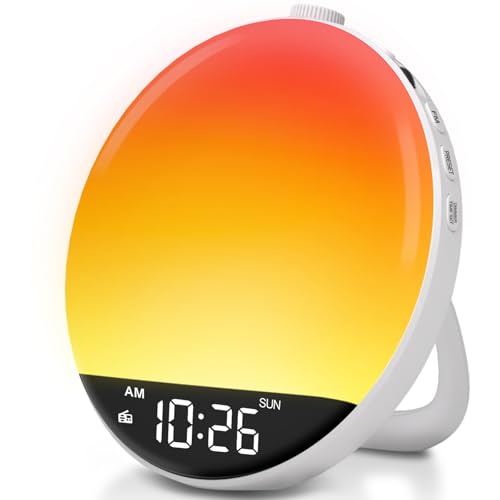 DreamSky Sunrise Alarm Clock Radio for Bedroom with Sound Machine - Dual Wake up Light Alarm Clock for Kids Adults, Digital FM Radio, Bluetooth...