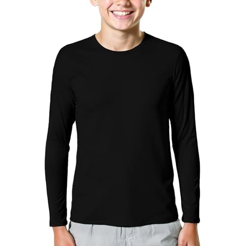 Bamboo Viscose Boys Long Sleeve Shirts Kids Girls Youth Quick Dry Lightweight Breathable Athletic Outdoor T-Shirts