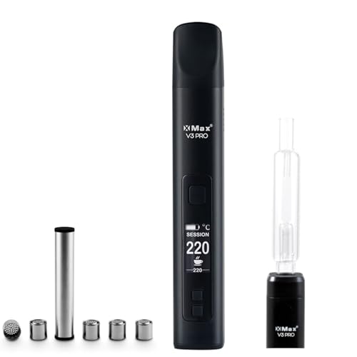 XMAX V3 Pro Premium 3-in1 Dry Herb Wax Concentrate Vaporiser by Captivate USB C Removable Battery 5x Storage Capsules and Water Bubbler for Cooled Vapour **Includes Bubbler and Dosing Capsules**
