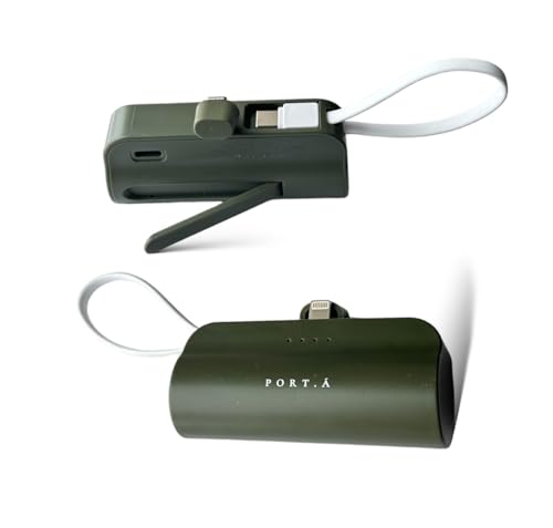 Mini Portable Charger, 5000mAh, Fast Charging Dual iPhone/Type-C Power Bank with Kickstand, On-The-Go Power Bank Essential for iPhone, Google, Samsung, Android Devices, USA Designed