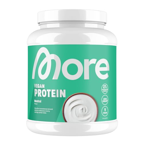 MORE Vegan Protein, 600 g, Geschmacksneutral, veganes Proteinpulver mit bis zu 27 g Protein pro Portion, mit Sojaprotein - made in Germany