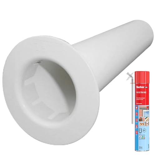 Mauerdurchführungsset, 1x Hülse 500mm, 1x Rosette RA, 1x Fischer - Schnellmontageschaum PU S 750 B2 Profi