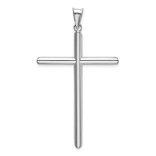 Sonia Jewels 14k White Gold Tube Cross Pendant Charm - 52mm x 28mm3