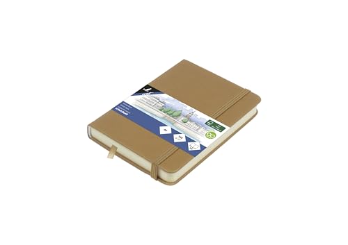 Image of Kangaro Art Sketchbook A6 Taupe PU Hard Cover 80 Sheets 140 g Cream Paper with Elastic Band and Ribbon