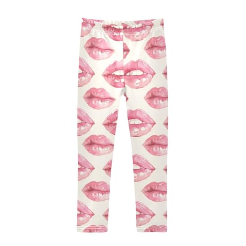 Kiss Me Female Lips Watercolor Girls Basic Leggings Comfortable Full Length Dance Pants Exercise