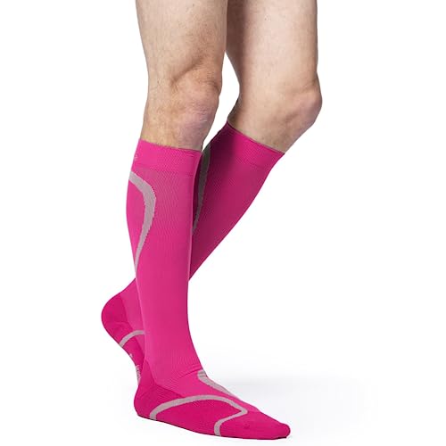 Image of Sigvaris Men's & Women's Motion High Tech Closed Toe Calf High Medical Compression Unisex Socks 20-30mmHg
