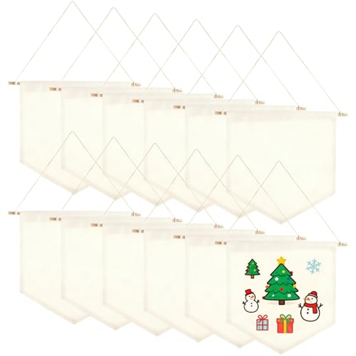 12 Pcs Blank Canvas Banner, Triangular Pin Display for Wall
