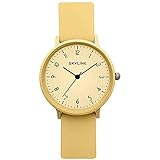 SKYLINE, Reloj Pulsera con Correa de Goma, Unisex, Resistente al Agua 3ATM, Ligero y Cómodo, Uso Diario, Cumpleaños, Navidad, Aniversario Etc, Amarillo